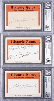 2019 Historic Autographs "Federal League" Signed Cards BGS-Authentic Trio (3 Different) – Including McKechnie and Roush